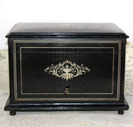 Antique French TAHAN Marked Napoleon III 12" Cigar Presenter Box, Chest, Tantalus, Boulle Style Inlays