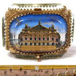 Antique French Grand Tour Style Souvenir Casket, Beveled Glass & Eglomise Scene: Paris "Opera" Garnier