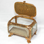 Vintage French Grand Tour Style Casket, Beveled Glass & Eglomise "Lourdes Basilica" Souvenir Scene