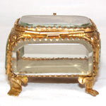 Vintage French Grand Tour Style Casket, Beveled Glass & Eglomise "Lourdes Basilica" Souvenir Scene