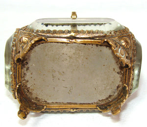 Antique French Grand Tour Style Souvenir Casket, Beveled Glass & Eglomise Scene: "Exposition 1900"