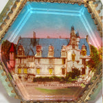 Antique French Grand Tour Style Souvenir Casket, Beveled Glass & Eglomise Scene "Le Palais de Justice, Beauvais"