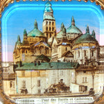 Antique French Grand Tour Casket or Jewelry Box, Eglomise Souvenir Scene of Perigueux Cathedral