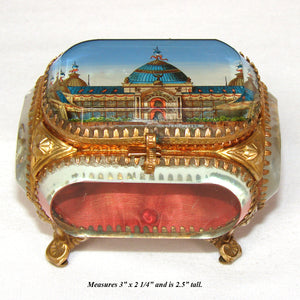 Antique French Eglomise Grand Tour Style Souvenir Jewelry Casket, Box: 1895 Bordeaux World Expo