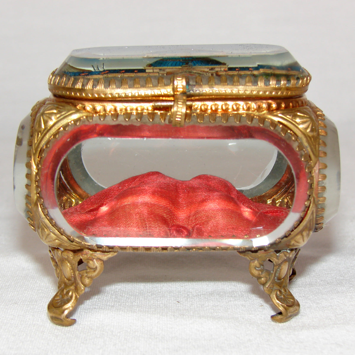 Antique French Eglomise Grand Tour Style Souvenir Jewelry Casket, Box: 1895 Bordeaux World Expo