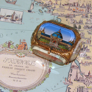 Antique French Eglomise Grand Tour Style Souvenir Jewelry Casket, Box: 1895 Bordeaux World Expo