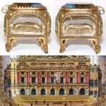 Antique French Grand Tour Style Souvenir Casket, Beveled Glass & Eglomise Scene: Opera Garnier