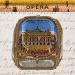 Antique French Grand Tour Style Souvenir Casket, Beveled Glass & Eglomise Scene: Opera Garnier