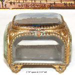 Antique French Grand Tour Style Souvenir Casket, Beveled Glass & Eglomise Scene: Paris Hotel de Ville