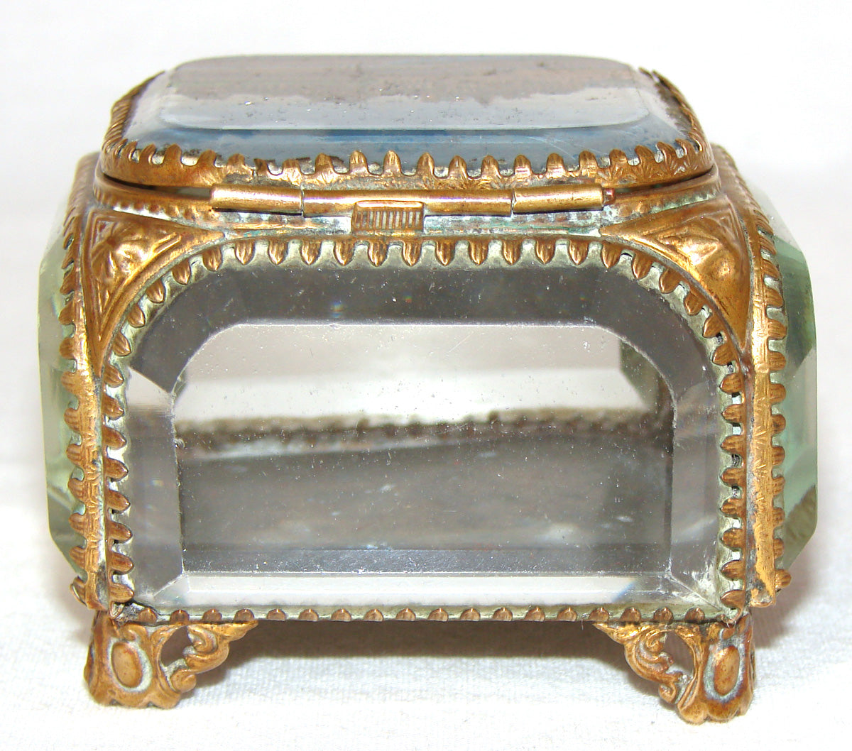 Antique French Grand Tour Style Souvenir Casket, Beveled Glass & Eglomise Scene: Paris Hotel de Ville