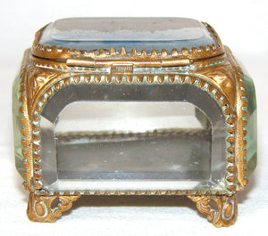 Antique French Grand Tour Style Souvenir Casket, Beveled Glass & Eglomise Scene: Paris Hotel de Ville