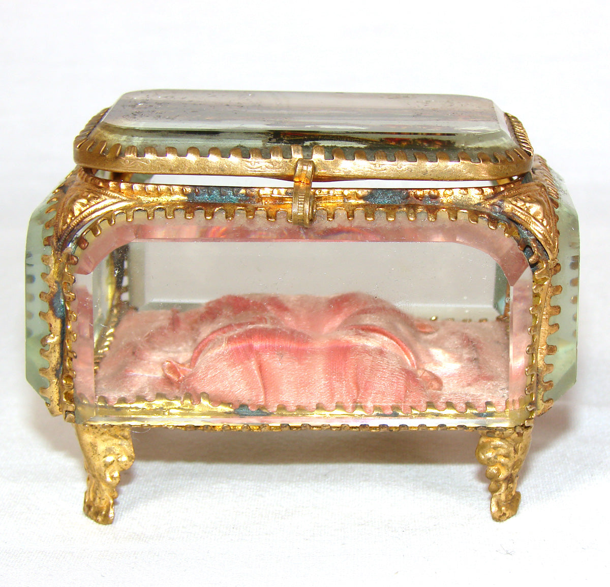 Antique German Grand Tour Style Souvenir Casket, Beveled Glass & "Koblenz" Eglomise Scene