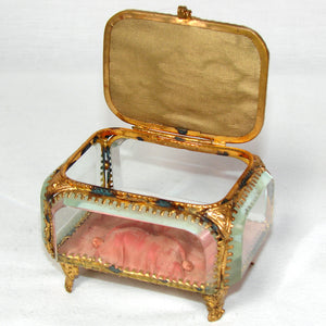 Antique German Grand Tour Style Souvenir Casket, Beveled Glass & "Koblenz" Eglomise Scene