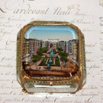 Antique French Grand Tour Style Souvenir Casket, Beveled Glass & Eglomise Scene: "Place et Rue de Lyon"