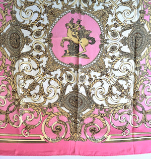 Beautiful Vintage 1990 French Hermés 90cm Silk Twill Scarf "Les Tuileries" by Joaquin Metz