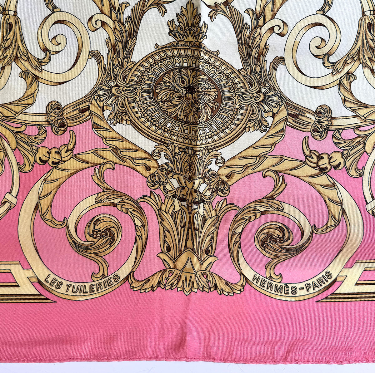 Beautiful Vintage 1990 French Hermés 90cm Silk Twill Scarf "Les Tuileries" by Joaquin Metz