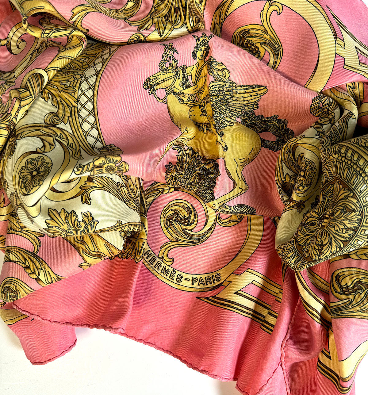 Beautiful Vintage 1990 French Hermés 90cm Silk Twill Scarf "Les Tuileries" by Joaquin Metz