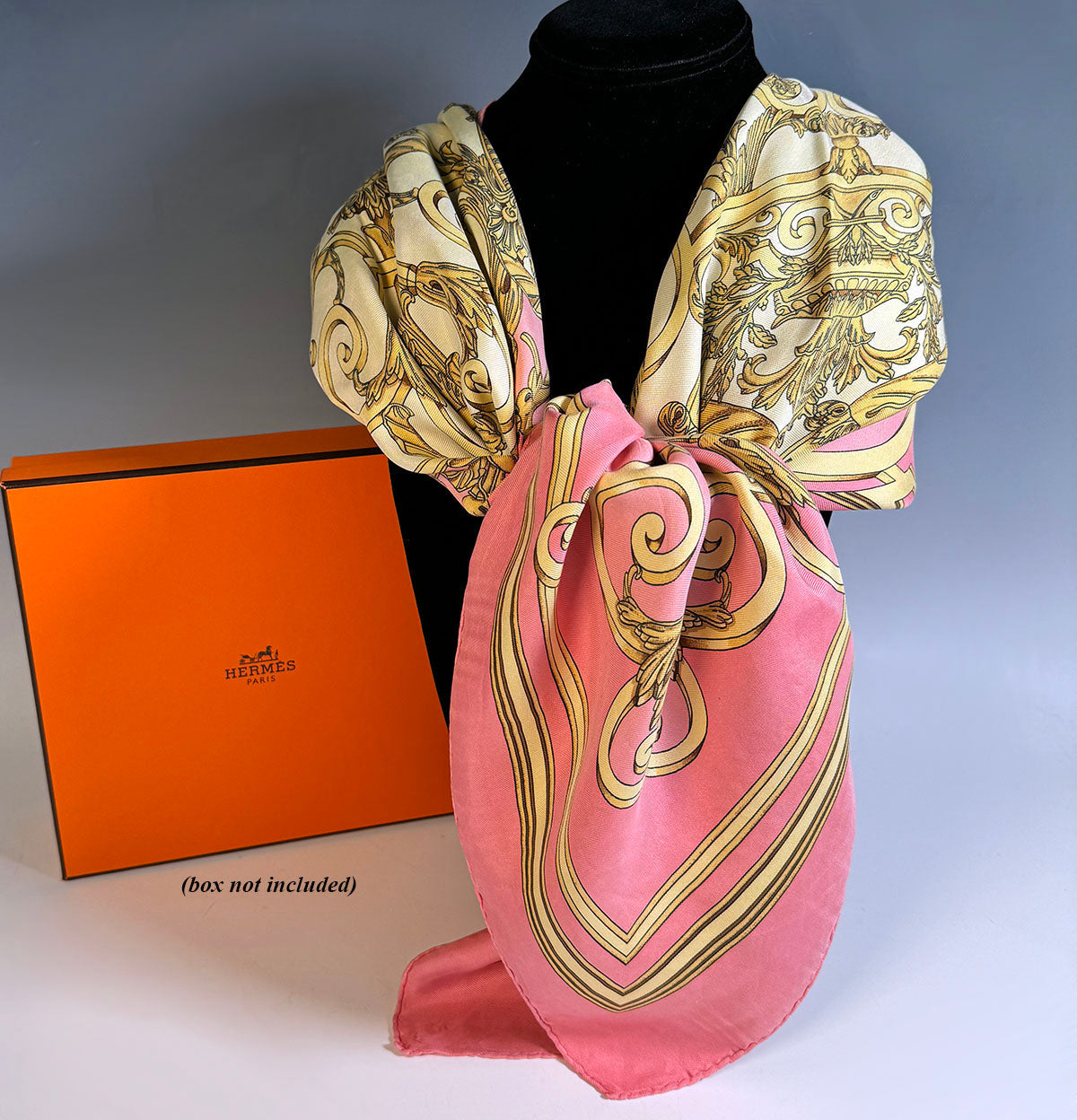 Beautiful Vintage 1990 French Hermés 90cm Silk Twill Scarf "Les Tuileries" by Joaquin Metz