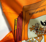 Superb Vintage 1986 French Hermés 90cm Silk Twill Scarf "Chiffres et Monogrammes" by Coutin