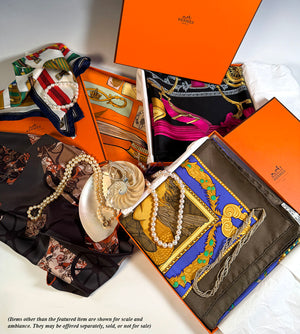 Superb Vintage 1986 French Hermés 90cm Silk Twill Scarf "Chiffres et Monogrammes" by Coutin