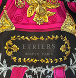 "Etriers" Hermés 90 cm silk scarf in box, the artist's original work designed c. 1964 by F de la Perriere