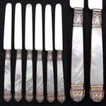 Elegant Antique French 1819-1838 6pc Sterling Silver & Vermeil 8 1/8" Cheese, Dessert or Entremet Knife Set