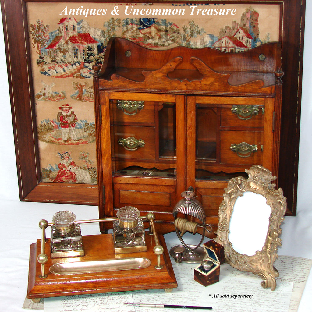 Rare Antique Victorian Era Travel Inkwell in Genuine Tortoise Shell Bo ...