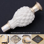 Antique French Gold Vermeil on Sterling Silver Shaker or Caster, Pottery Artichoke Shaped Body