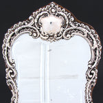 Antique English 1899 Sterling Silver 12.5" Boudoir or Vanity Mirror, Thick Beveled Glass, Rococo