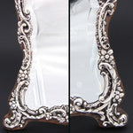 Antique English 1899 Sterling Silver 12.5" Boudoir or Vanity Mirror, Thick Beveled Glass, Rococo