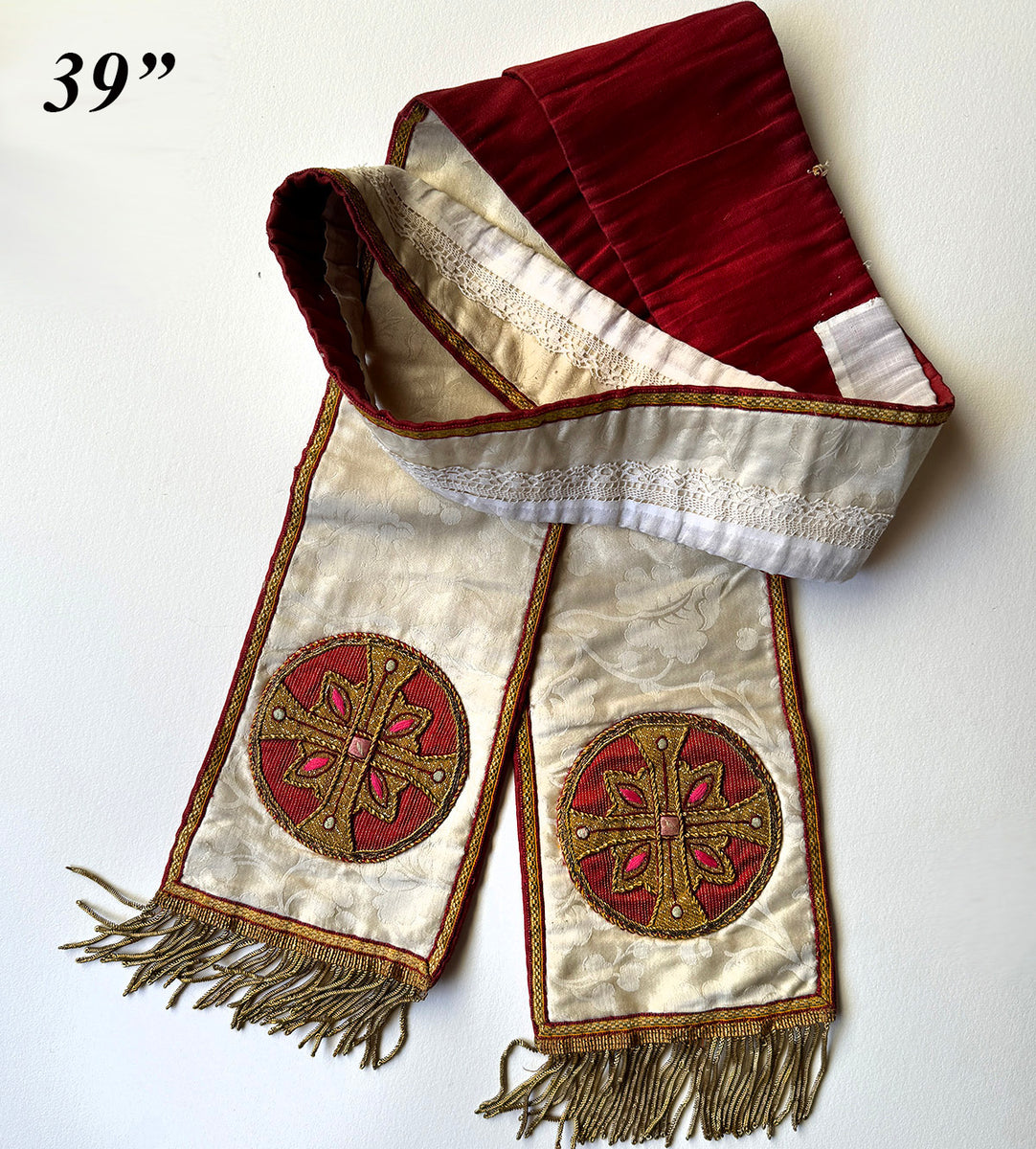 Maniple Insignia Antique French Catholic Maniple, Ceremonial Stole, Silk and Embroidery ...