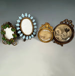 Lot of 4 Antique Gem Sized or Miniature Picture Frames, Tole Leaves, Gilt Brass or Ormou