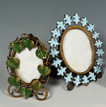 Lot of 4 Antique Gem Sized or Miniature Picture Frames, Tole Leaves, Gilt Brass or Ormou