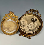Lot of 4 Antique Gem Sized or Miniature Picture Frames, Tole Leaves, Gilt Brass or Ormou