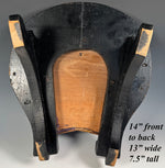 Antique Victorian Era 14" Footstool, Horseshoe Shape with St. Bernard Dog Needlepoint