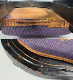 Antique Victorian Era 14" Footstool, Horseshoe Shape with St. Bernard Dog Needlepoint