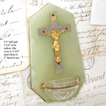 Antique French Edwardian Era Holy Water Font, Crucified Christ on Green Marble