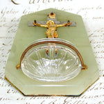Antique French Edwardian Era Holy Water Font, Crucified Christ on Green Marble