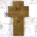 Antique French Napoleon III Holy Water Font, Champleve Enamel Cross on White Marble