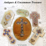 Antique French Napoleon III Holy Water Font, Champleve Enamel Cross on White Marble