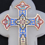 Antique French Champleve Enamel & White Marble Holy Font, Napoleon III Era