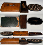 Three Antique French Napoleon III Jewelry or Sewing Etui Boxes, 3 in Fine Burl Wood and Boulle