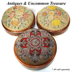 Antique Victorian Era Beadwork Needlepoint Footstool, Marquetry Inlay Walnut