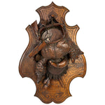 Museum Quality Antique Breinz Black Forest Carved 18'5" Wall Plaque PAIR, "Fruits of the Hunt" with Stag & Fox ++