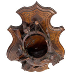 Museum Quality Antique Breinz Black Forest Carved 18'5" Wall Plaque PAIR, "Fruits of the Hunt" with Stag & Fox ++