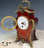 Stunning Antique French Palais Royal Bedside or Desk Clock in Tortoise Shell, Works! Napoléon III
