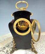 Stunning Antique French Palais Royal Bedside or Desk Clock in Tortoise Shell, Works! Napoléon III