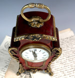 Stunning Antique French Palais Royal Bedside or Desk Clock in Tortoise Shell, Works! Napoléon III