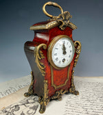 Stunning Antique French Palais Royal Bedside or Desk Clock in Tortoise Shell, Works! Napoléon III