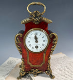 Stunning Antique French Palais Royal Bedside or Desk Clock in Tortoise Shell, Works! Napoléon III